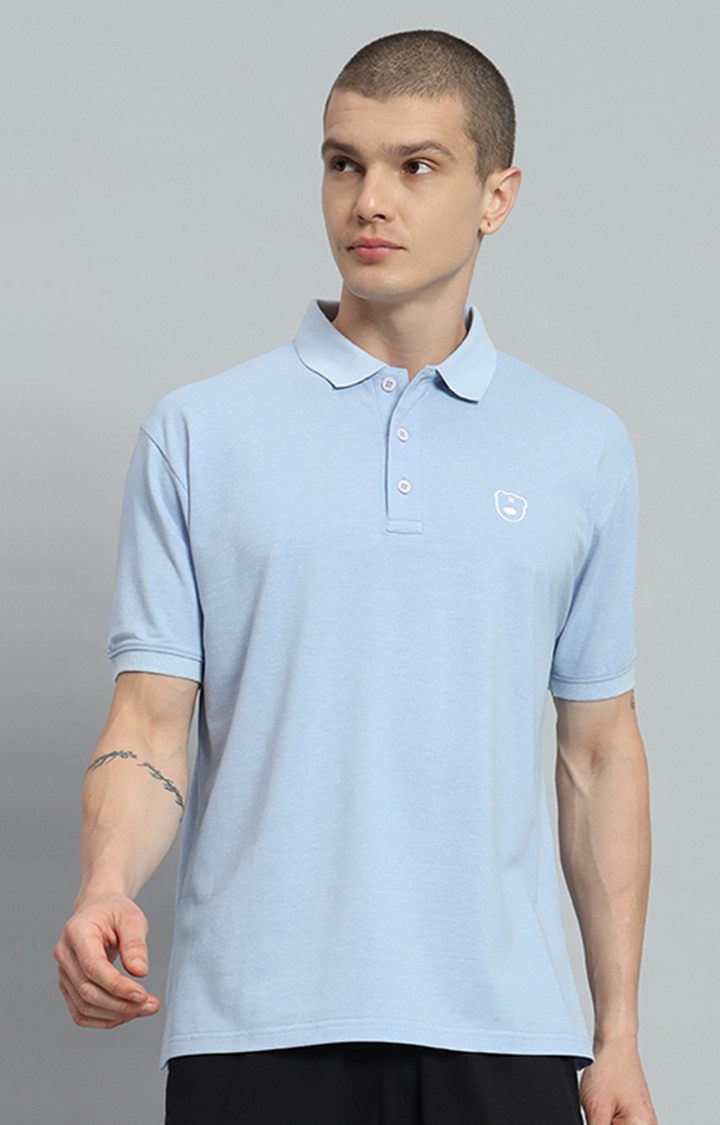 Men's Sky Blue Printed Oversized T-Shirts