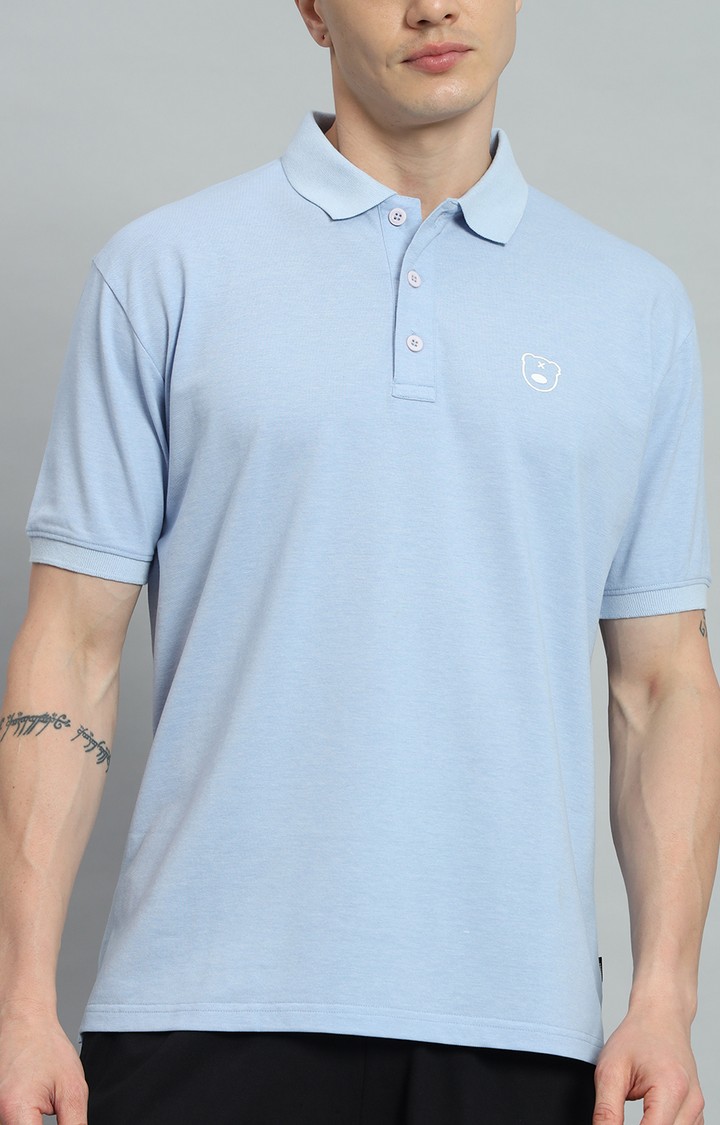Men's Sky Blue Printed Oversized T-Shirts