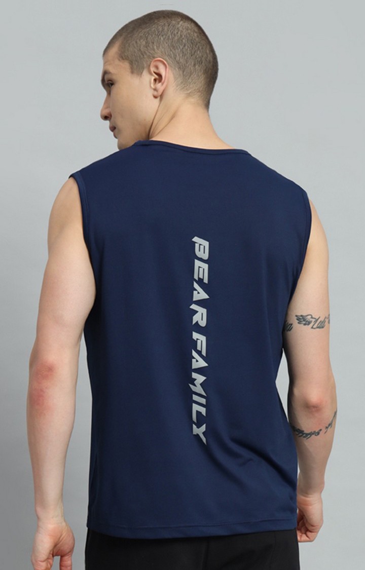 Men's Dark Navy Printed Oversized T-Shirts