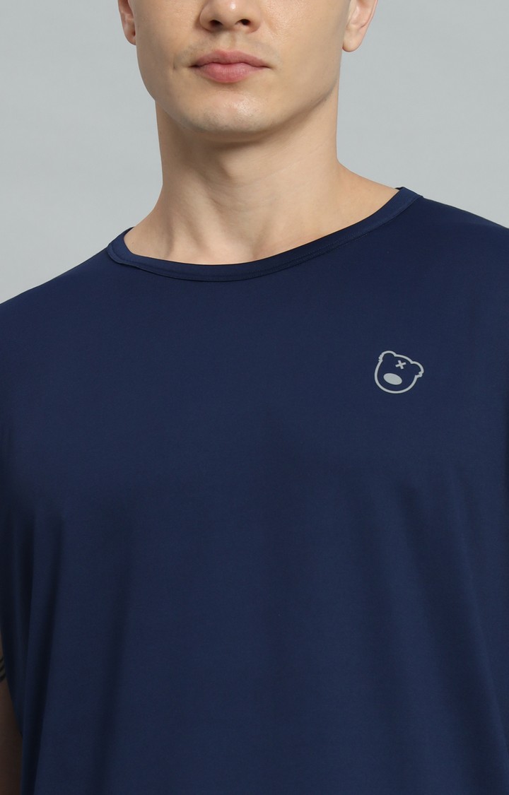 Men's Dark Navy Printed Oversized T-Shirts