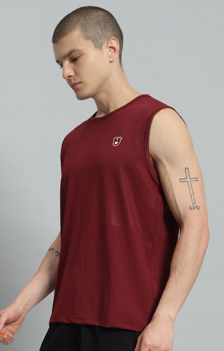 Men's Maroon Printed Oversized T-Shirts