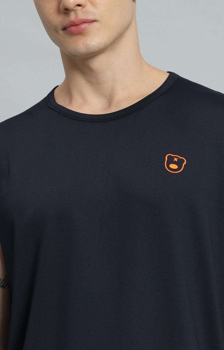 Men's Navy Printed Oversized T-Shirts