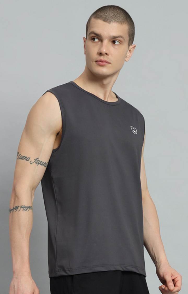 Men's Steel Grey Printed Oversized T-Shirts