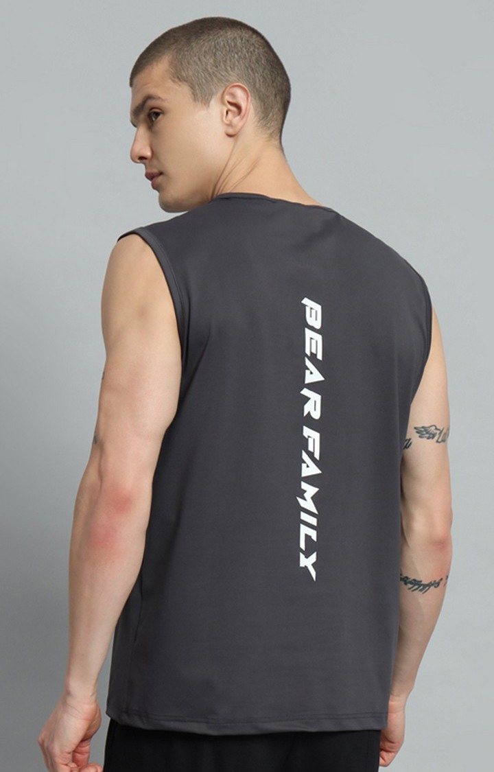 Men's Steel Grey Printed Oversized T-Shirts