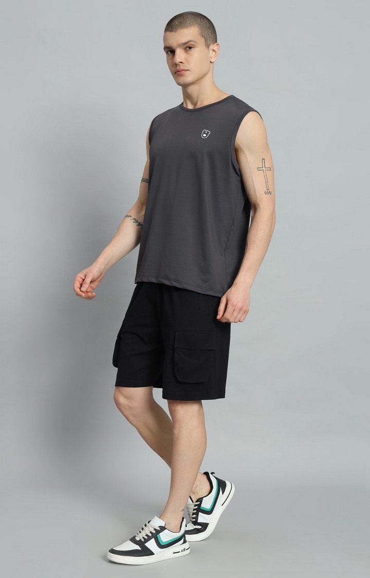 Men's Steel Grey Printed Oversized T-Shirts