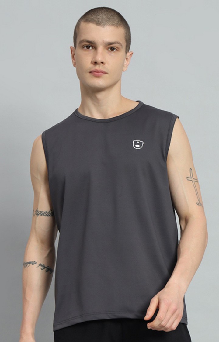 Men's Steel Grey Printed Oversized T-Shirts