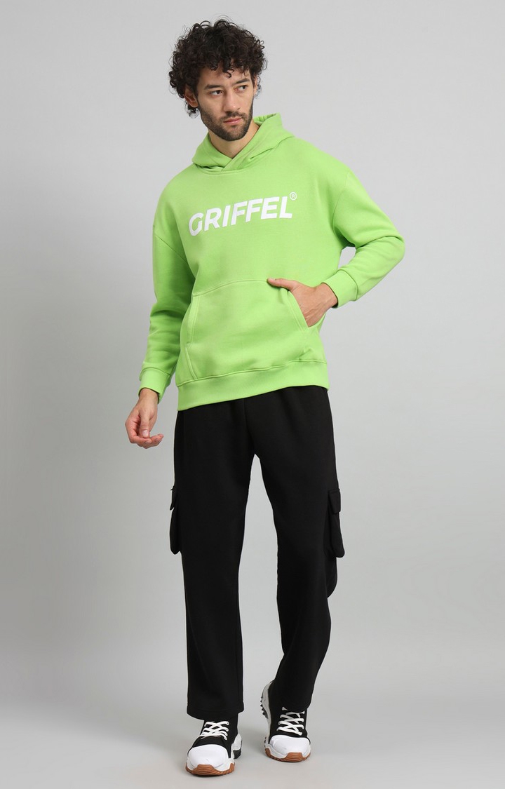 GRIFFEL | Men's Oversized Fit Front Logo Fleece Basic Hoodie Parrot Tracksuit