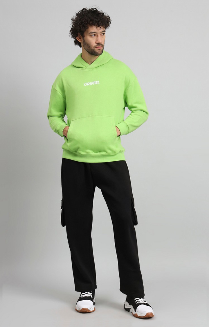 Men Oversized Fit Front Logo Cotton Parrot Fleece Hoodie and trackpant