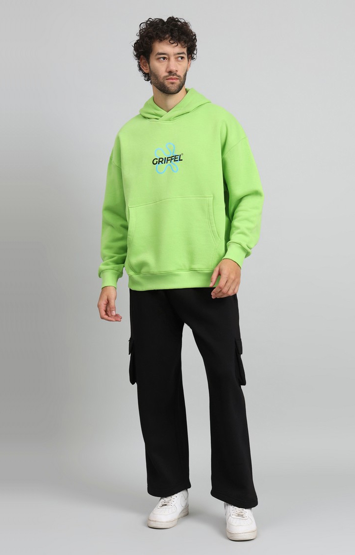 Men Oversized Fit No One Saves You Parrot Cotton Fleece Hoodie and trackpant