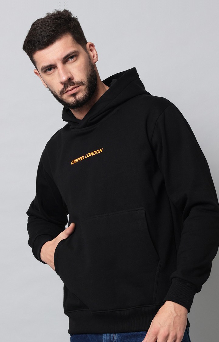 Men's Black Solid Hoodies