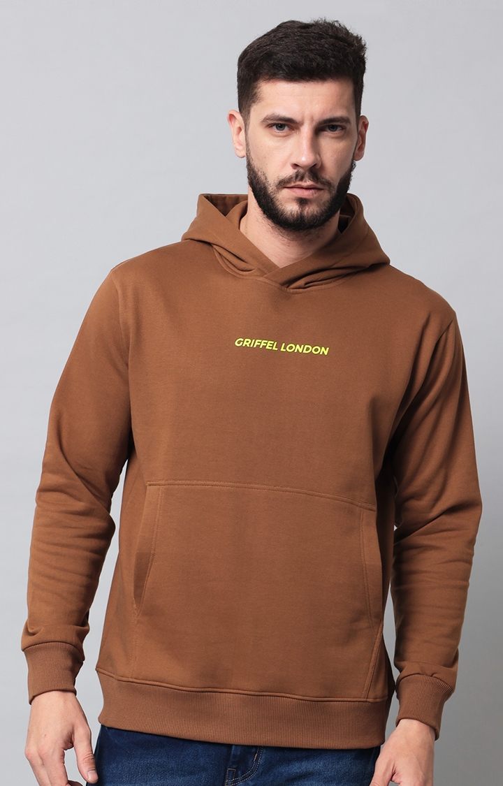 GRIFFEL | Men's Brown Printed Hoodies
