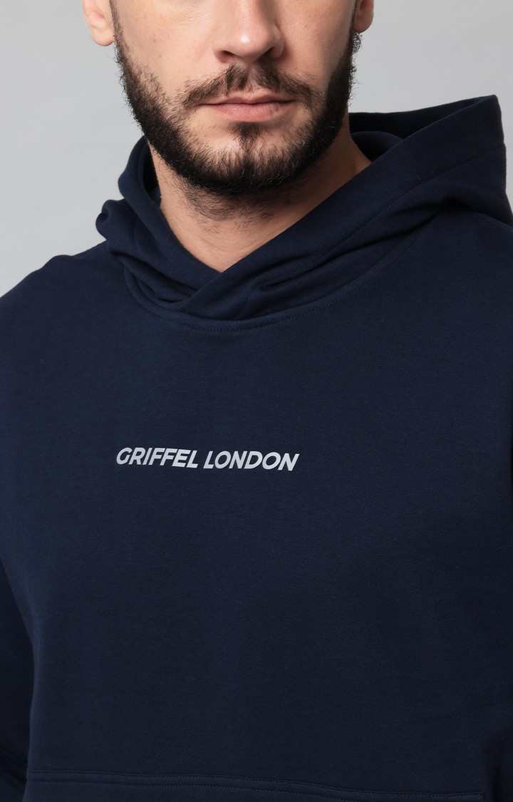 Men's Navy Printed Hoodies