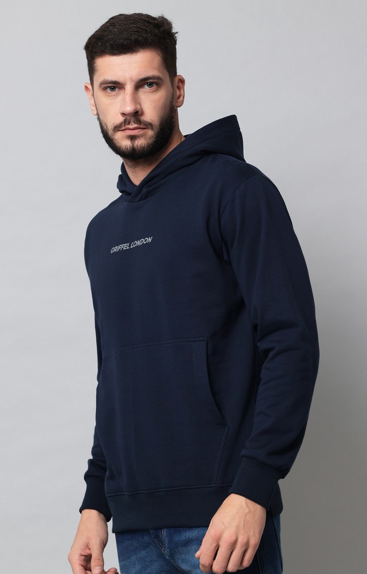 Men's Navy Printed Hoodies