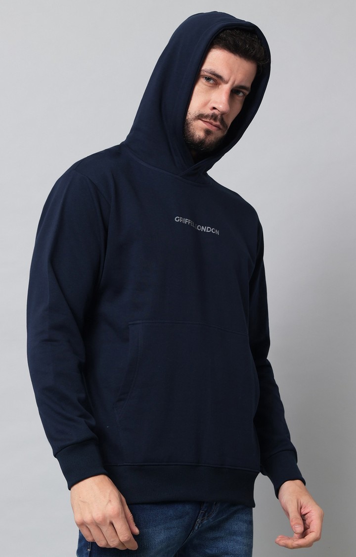 Men's Navy Printed Hoodies