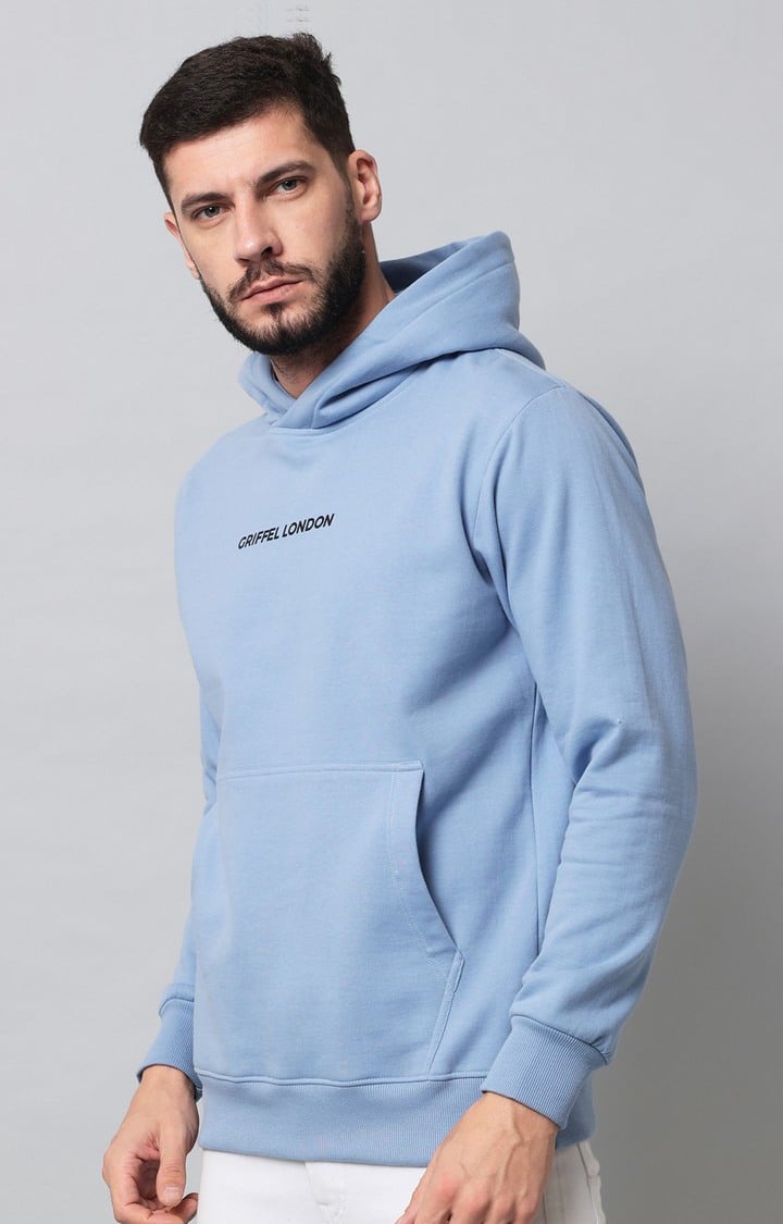 Men's Blue Printed Hoodies