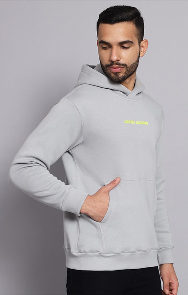 Men's Grey Printed Hoodies