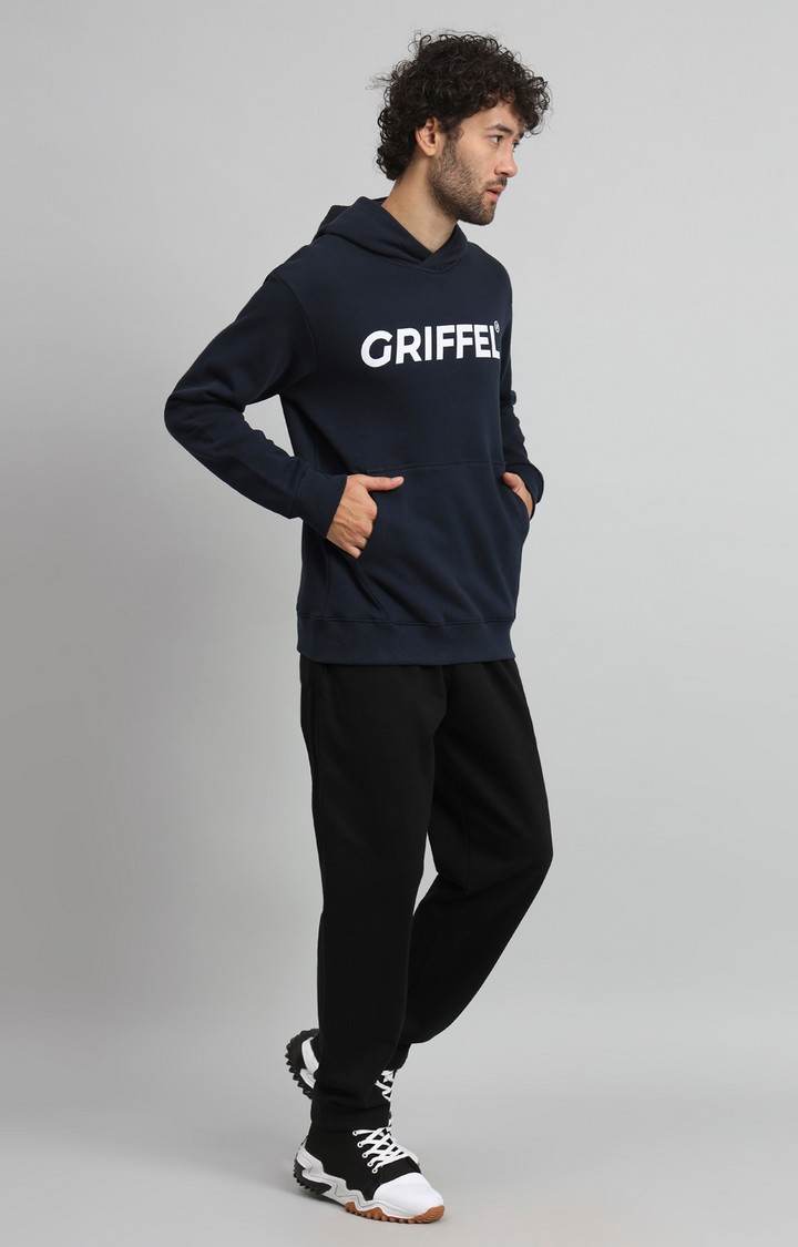 Men's Navy Printed Hoodies