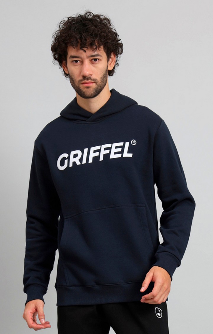 GRIFFEL | Men's Navy Printed Hoodies