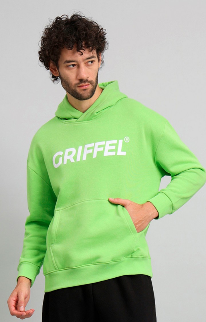 GRIFFEL | Men's Oversized Fit Parrot Front Logo Fleece Hoodie Sweatshirt