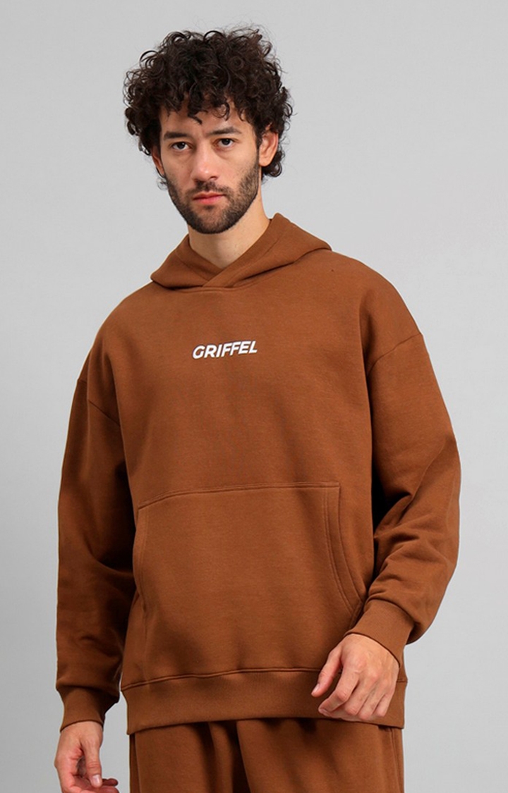 Men's Cotton Fleece Zipper Sweatshirt with Long Sleeve and Front Logo Print