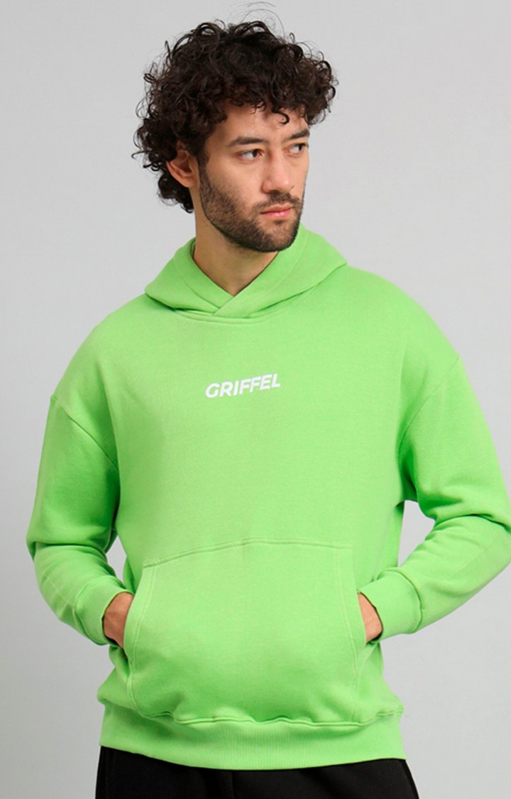 GRIFFEL | Men's Parrot Front Logo Oversized Fleece Hoodie Sweatshirt