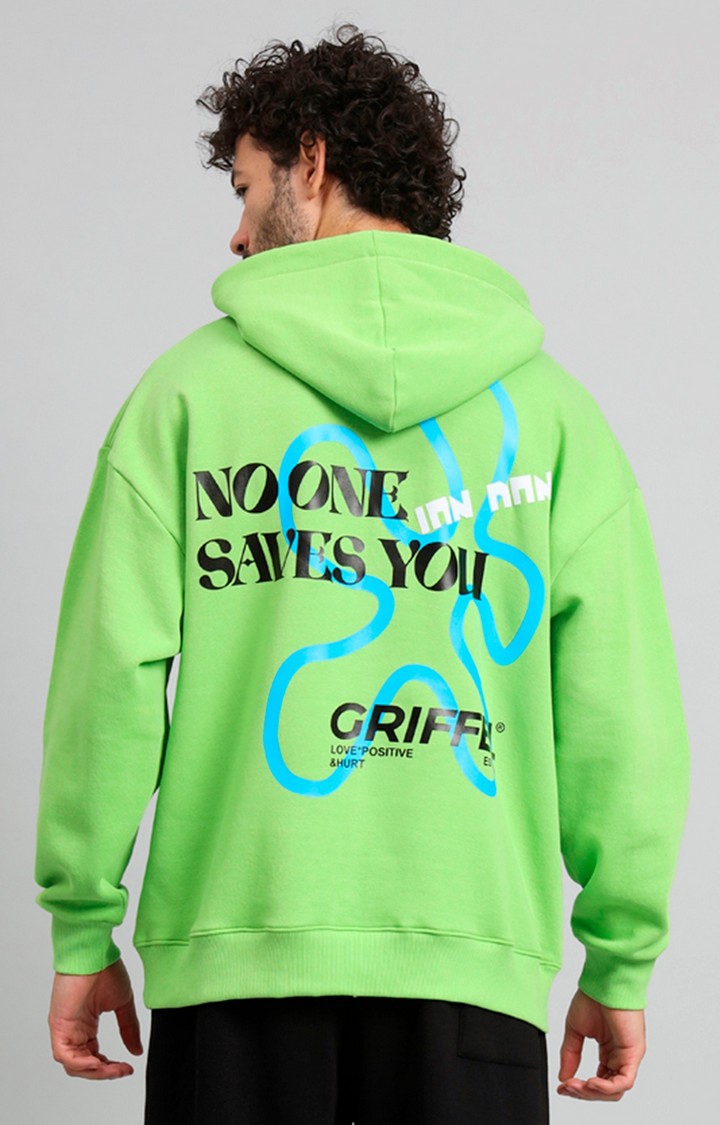 GRIFFEL | Men's Parrot No One Saves You Oversized Fleece Hoodie Sweatshirt