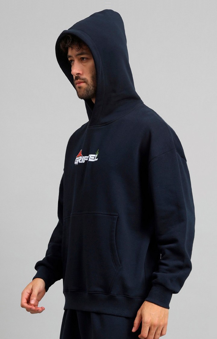 Men's Navy Printed Hoodies