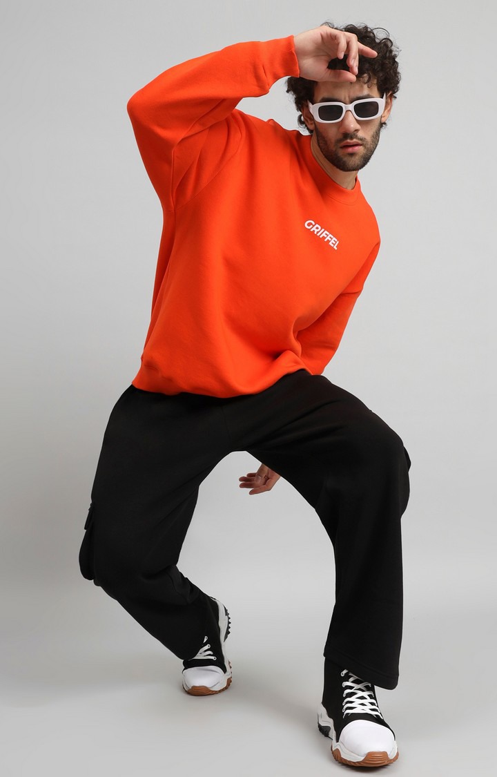 Men's Orange Solid Hoodies