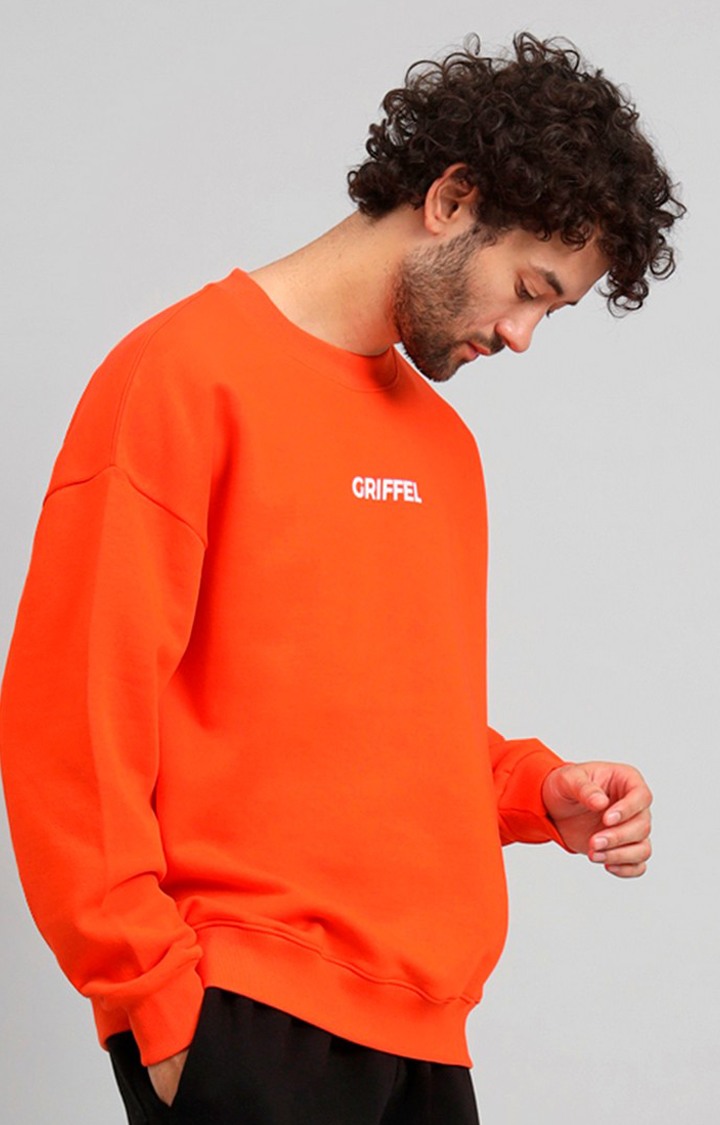 Men's Orange Solid Hoodies