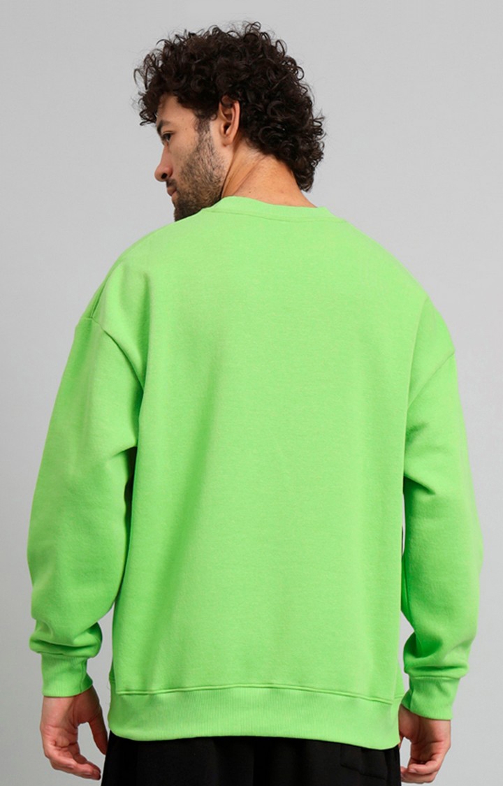 Men's Parrot Fron Logo Oversized Round Neck 100% Cotton Fleece Sweatshirt