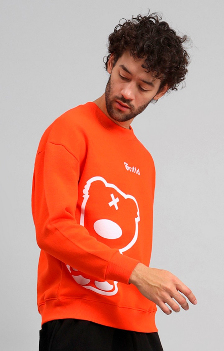 Men's Orange Printed Hoodies