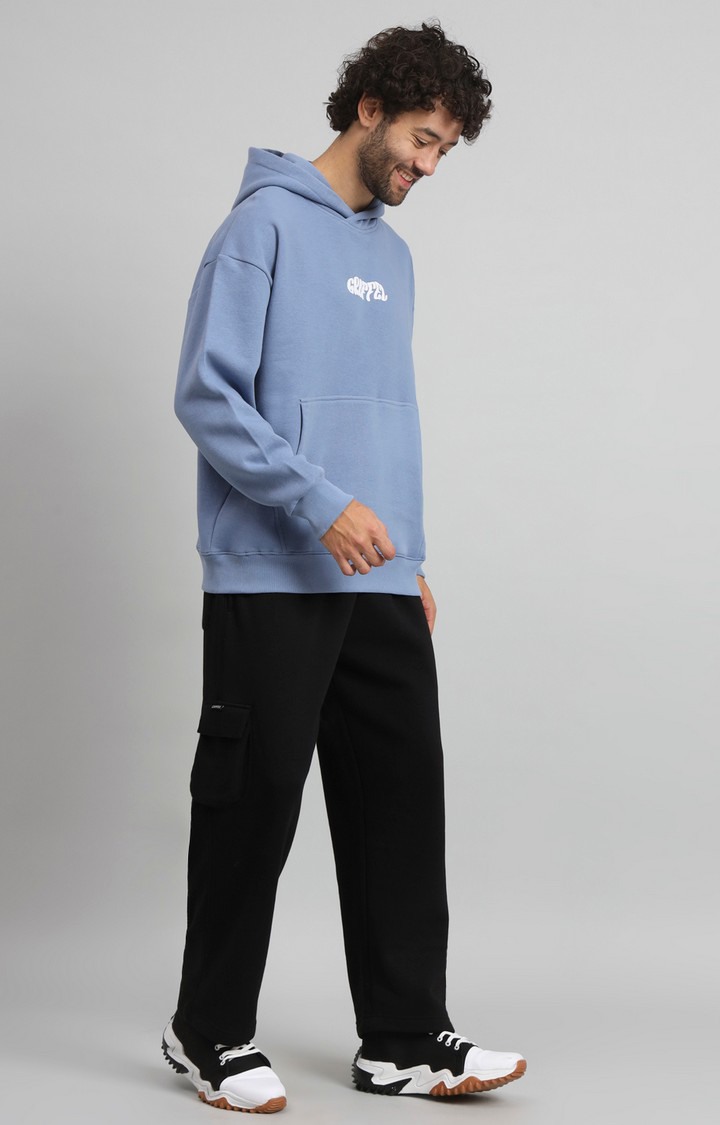 Men's Blue Printed Hoodies
