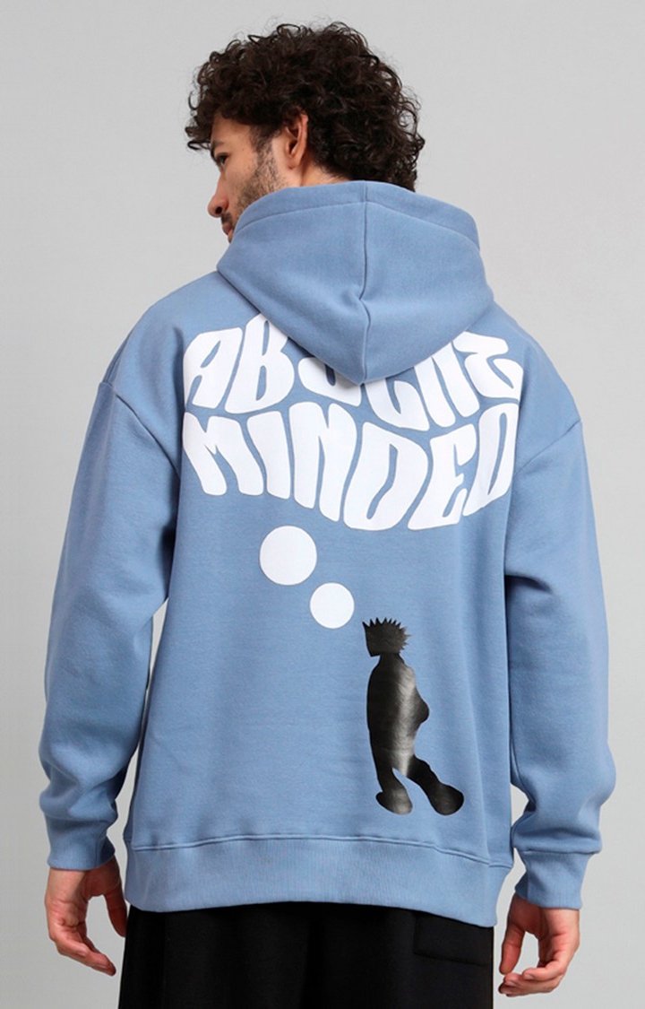 GRIFFEL | Men's Sky Absent Minded Print Front Logo Oversized Fleece Hoodie Sweatshirt