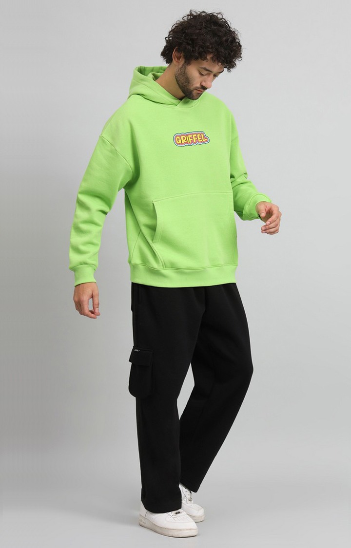 Men's Green Printed Hoodies