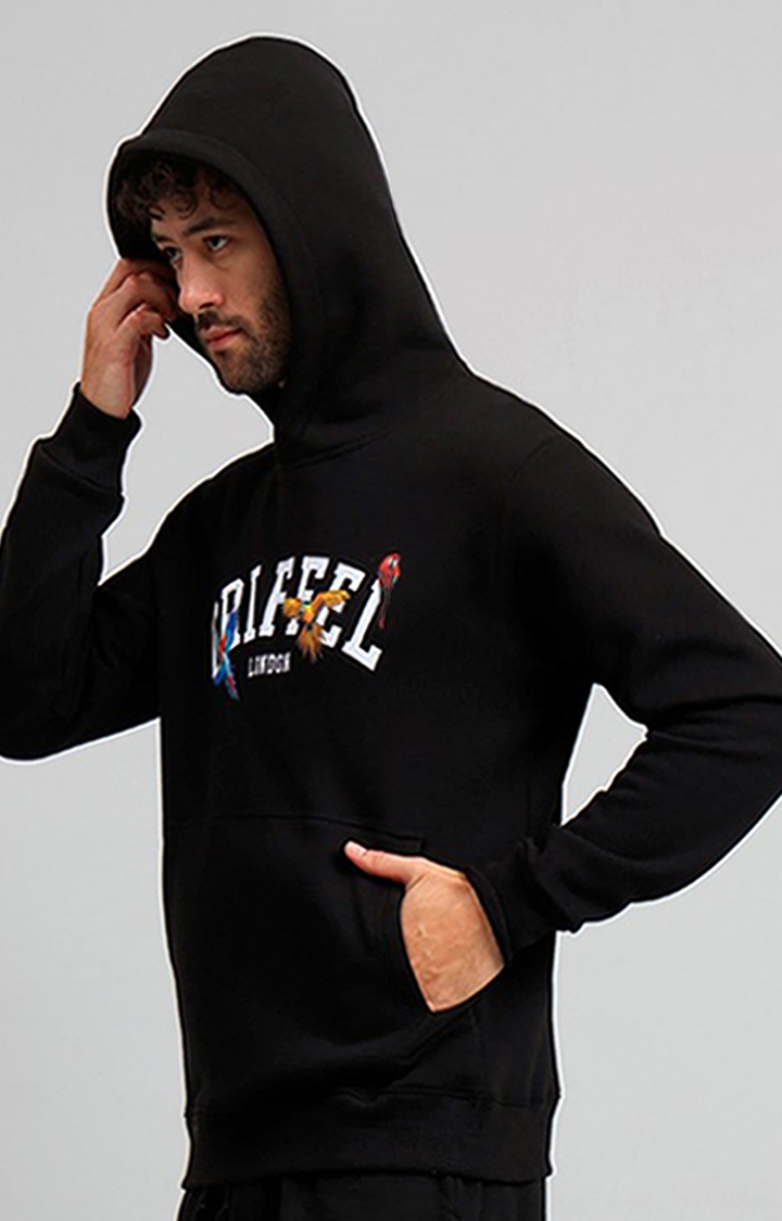 Men's Black Printed Hoodies