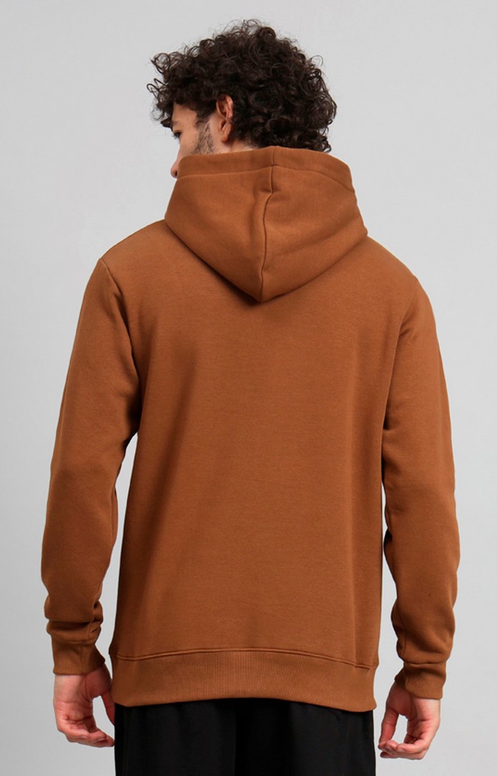 GRIFFEL | Men's Brown Birds Print Regular Fit 100% Cotton Fleece Hoodie Sweatshirt 3
