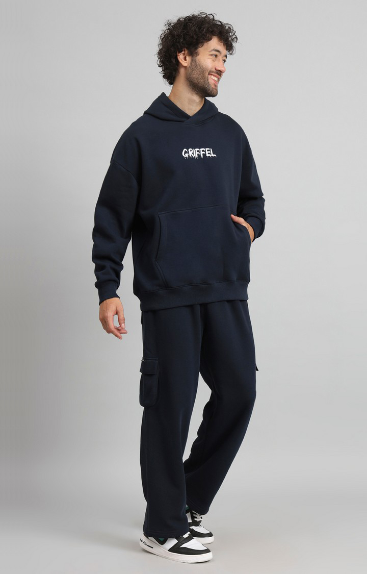 Men's Navy Printed Hoodies