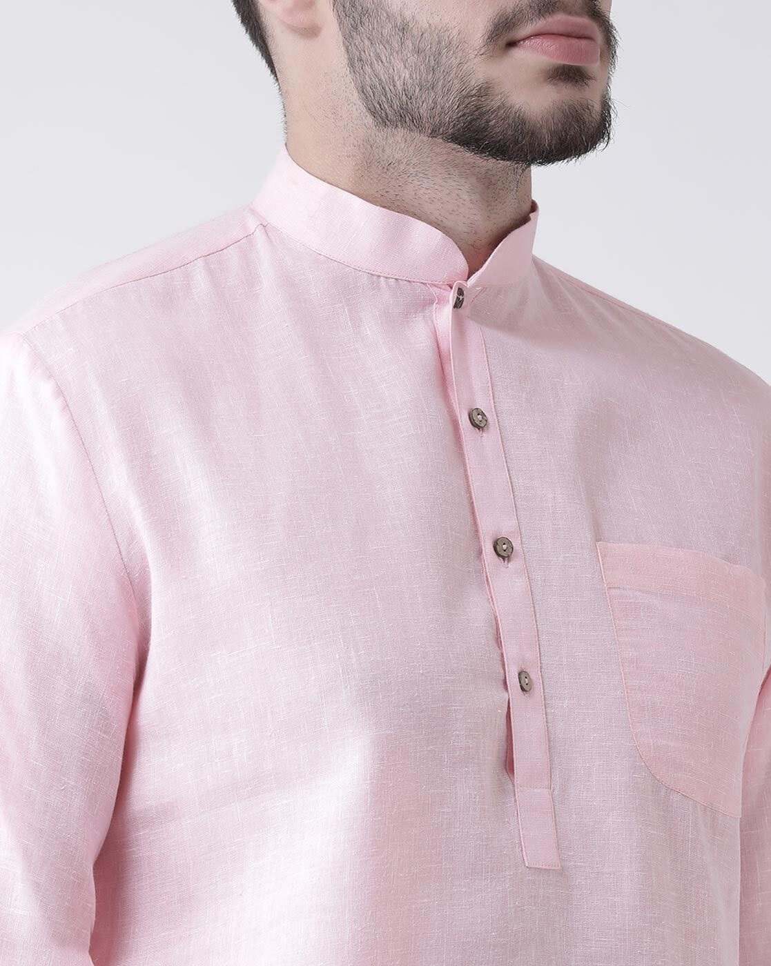 Chitwan Mohan Men Cotton Blend Solid Kurtha Set
