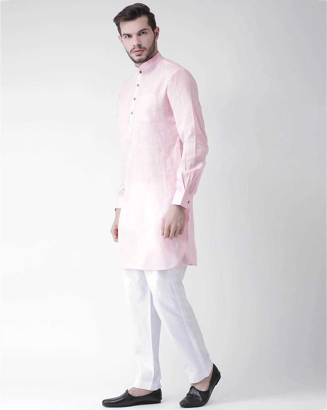 Chitwan Mohan Men Cotton Blend Solid Kurtha Set