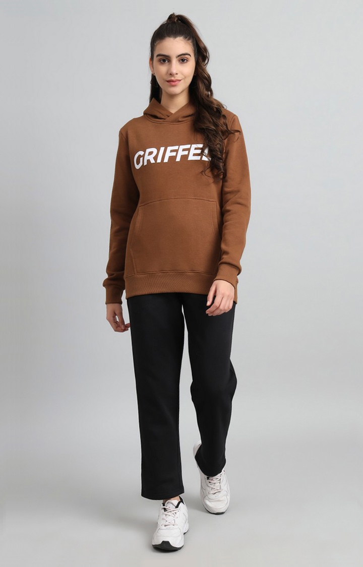 GRIFFEL | Women's Regular Fit Brown Fleece Hoodie and Joggers Full set Tacksuit