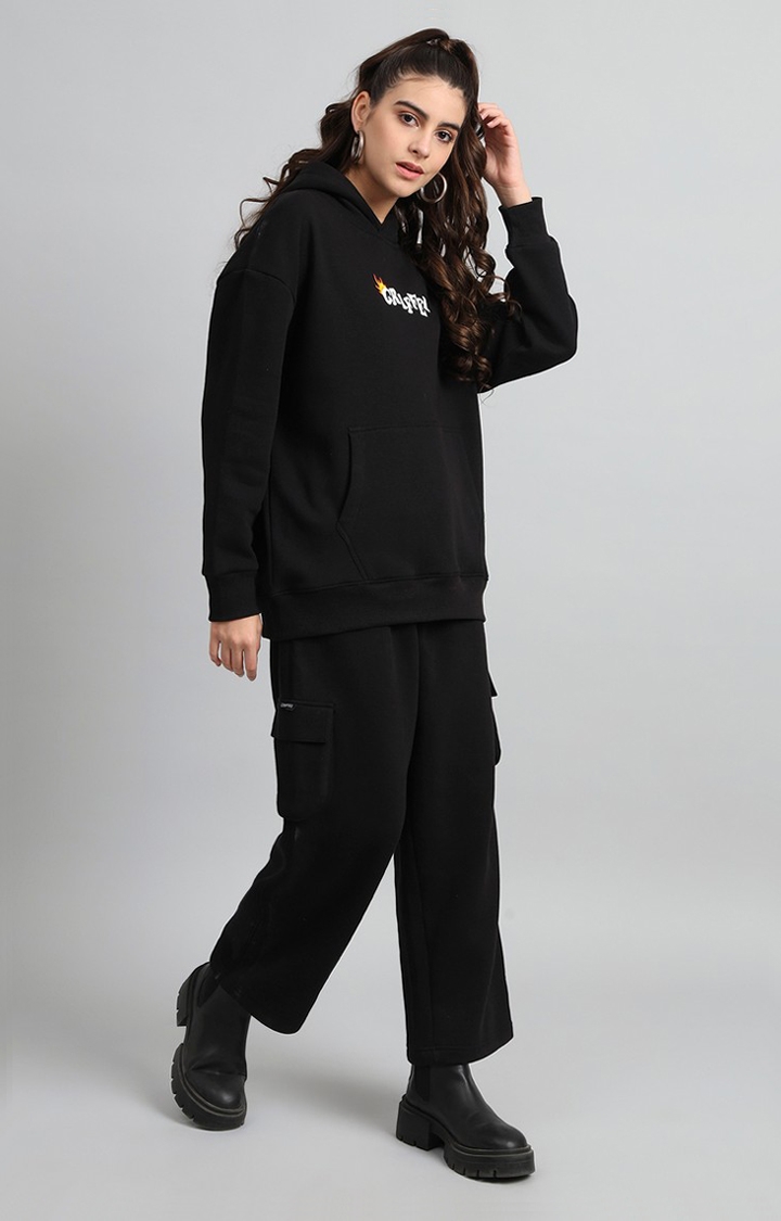 Women's Black Printed Tracksuits