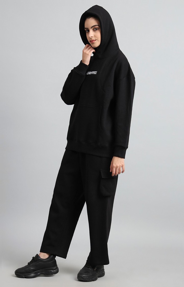 Women's Black Printed Tracksuits