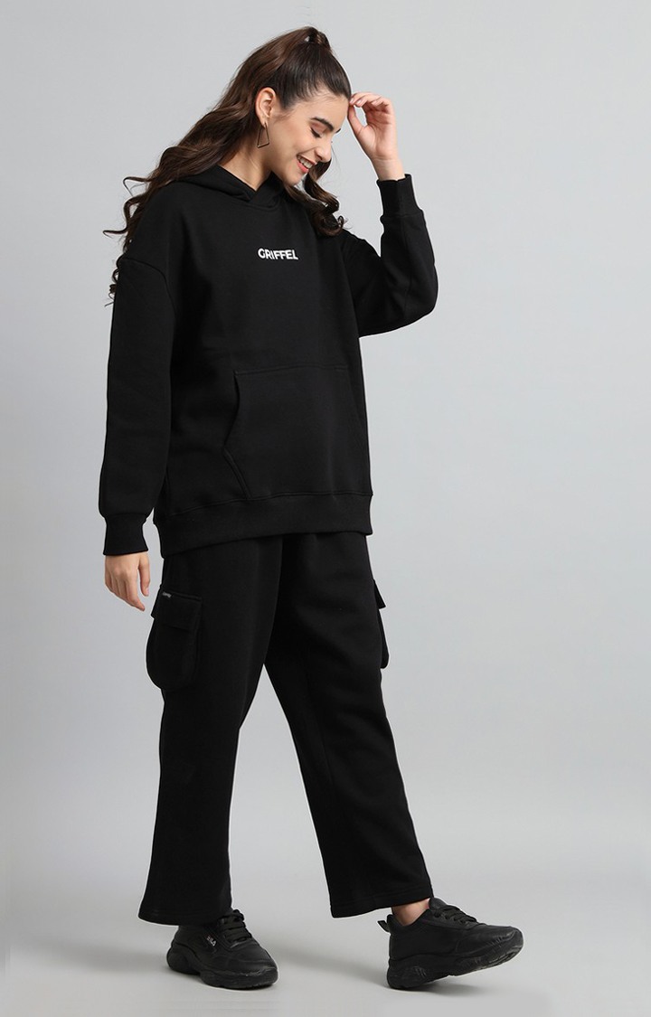 Women's Black Printed Tracksuits