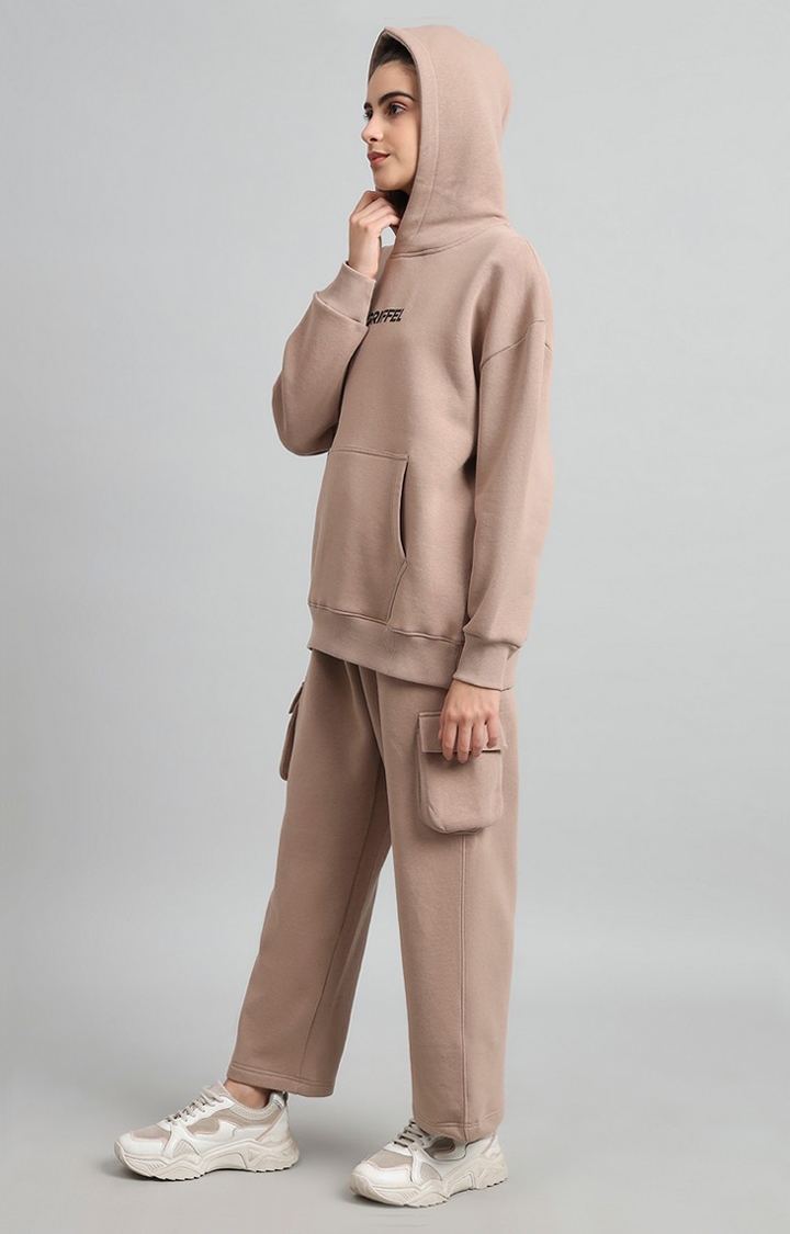 Women's Beige Printed Tracksuits