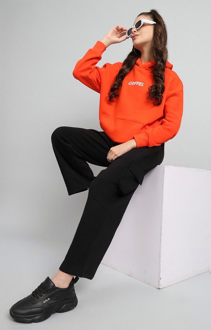 Women's Orange Printed Tracksuits