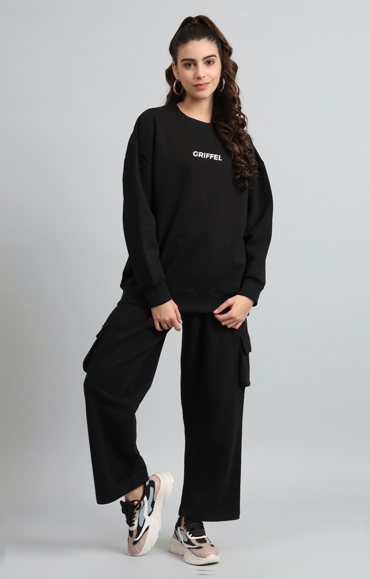 Women's Black Printed Tracksuits