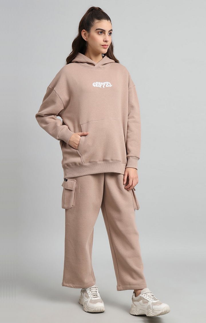 Women's Beige Printed Tracksuits