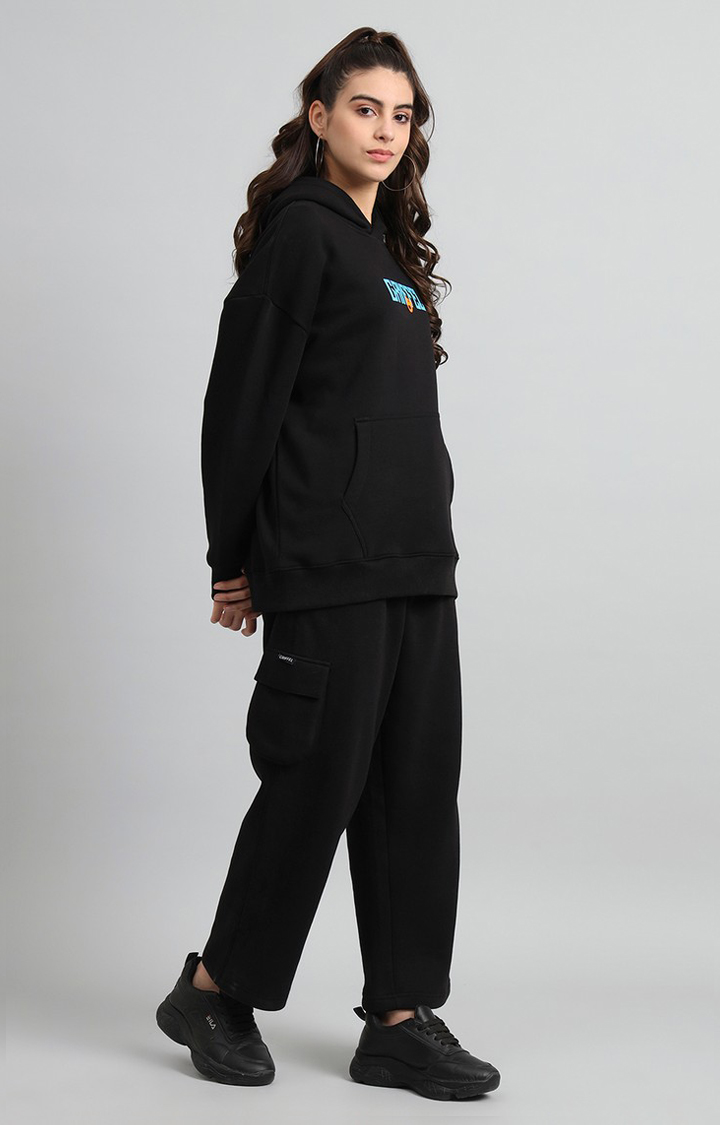 Women's Black Printed Tracksuits