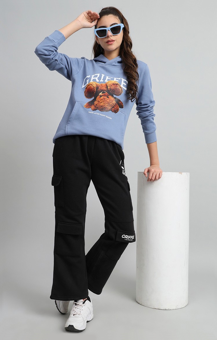 Women's Blue Printed Tracksuits