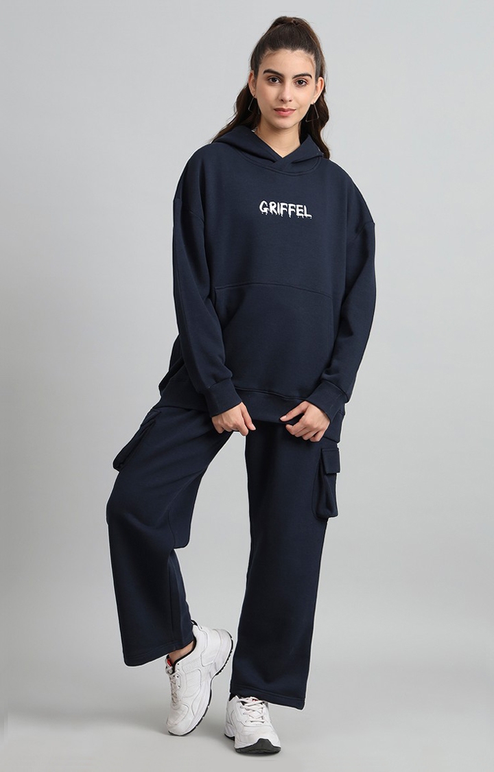 GRIFFEL | Women's Navy Blue Printed Tracksuits
